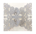 Silver laser cut wedding invitation with luxury glitter texture and floral pattern - Silver Glitter