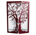 Elegante invito di nozze tagliato al laser con l'Albero della Vita in rosso intenso - Rosso scuro