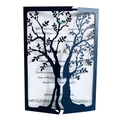 Laser-cut Tree of Life wedding invitation card with elegant gold and black hollow design - Deep Blue