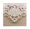 Partecipazioni di nozze tagliate a laser in oro champagne con elegante inserto floreale - Beige Oro