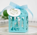 Laser-cut Tiffany blue candy box with romantic silhouette and elegant ribbon bow - Turquoise Blue