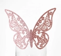Mariposa decorativa rosa con purpurina corte láser para borde de copa de fiesta - Rosa con Purpurina