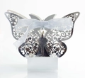Laser cut butterfly gift box in silver finish with light blue ribbon for weddings - Reflective Silver