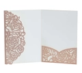 Laser cut rose gold glitter wedding invitation suite with hollow floral pattern - Glitter Champagne Gold