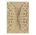 Elegante custodia per inviti in oro champagne tagliata al laser con fiori intricati - Beige Oro