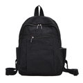 Zaino minimalista in nylon nero con scomparti multipli e spallacci regolabili per viaggi - Nero
