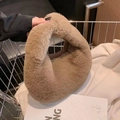 Fuzzy camel brown faux fur tote bag with a unique knot handle design for autumn - Coffee