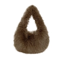 Bolso de mano minimalista de piel sintética marrón con diseño suave en forma de gota - Marrón