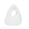 Bolso de mano minimalista de piel sintética blanca para mujer con textura suave y esponjosa - Blanco