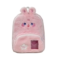 Pink plush bunny ear toddler backpack with rabbit embroidery and soft fuzzy texture - Pink
