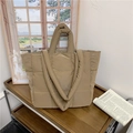 Bolso tote acolchado caqui minimalista de gran capacidad con correa de hombro - Caqui