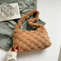 Bruine pluche crossbodytas met geruit patroon voor de wintermode van vrouwen - Bruin