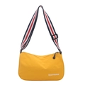 Bright yellow nylon crossbody bag featuring colorful striped strap and keaiyoupin logo - Yellow