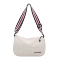 Chic ivory nylon crossbody bag with wide tri-color striped strap and brand logo - White