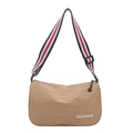 Borsa a tracolla in nylon beige con ampia tracolla a strisce rosse bianche blu - Cachi