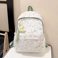 Weißer Rucksack mit Sternenmuster in Grün und Lila sowie gelbem Mond-Anhänger - Grün