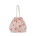 Rosa Cord-Handtasche mit Kirschdruck und Kordelzug für einen lässigen und süßen Look - Rosa Kirsche