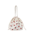 Bolso de pana con cordón en color blanco crema con lindos estampados de fresas - Fresa Blanca