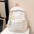Weiße Rucksack mit Sternenmuster, Mondanhänger und bunten Quasten für Mädchen - Rosa
