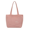 Minimalist pink nylon tote bag with fashion label and large capacity shoulder strap - Pink