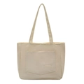 Minimalistische crèmekleurige nylon draagtas met Fashion-label en ruim voorvak voor dames - Wit