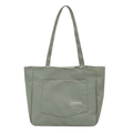 Lichtgroene nylon draagtas met voorvak en mode-etiket voor dames - Groen