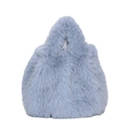 Sac à main minimaliste bleu clair en fausse fourrure avec texture peluche et poignée - Bleu