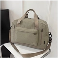 Borsa da viaggio kaki in nylon ad alta capacità con manici rinforzati e tracolla larga - Cachi