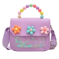 Borsa a tracolla viola per bambini con perle floreali e paillettes a stella - Taglia unica / Viola
