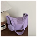 Lavender purple nylon crossbody bag with quilted texture and matching round coin purse - Purple