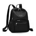Minimalist black nylon backpack for women with adjustable straps and multiple pockets - Black