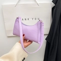 Chic lavender purple crocodile texture underarm bag with minimalist half-moon design - Purple