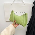 Mini avocado green baguette shoulder bag with crocodile pattern and top zip closure - Light Green