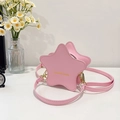 Pink star-shaped crossbody mini bag for girls with golden zipper and fashion lettering - Pink