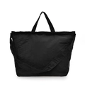 Minimalist large black canvas tote bag with dual handles and adjustable shoulder strap - One Size / Black