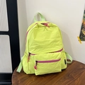 Sac à dos en nylon jaune fluo avec fermetures magenta et bretelles vertes tissées - Vert Fluorescent