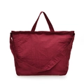 Minimalist burgundy canvas tote bag with crinkle texture and large capacity handles - One Size / Fuschia