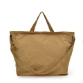 Large khaki tote bag with pleated texture and wide strap for daily commute - One Size / Khaki