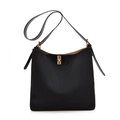 Sac fourre-tout noir minimaliste en daim avec fermoir doré et bandoulière réglable - Noir