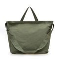 Large army green canvas tote bag with dual handles and long shoulder strap in minimalist style - One Size / Army Green