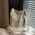 Sac fourre-tout élégant en jacquard vert clair avec motif de feuilles de bambou - Blanc Feuille de Bambou