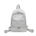 Minimalistischer cremeweißer Nylon-Rucksack mit großem Fassungsvermögen und Doppelreißverschluss - Grau