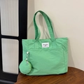 Bolso tote de lona verde claro con monedero redondo a juego y etiqueta de marca - Bolso Verde (Incluye Bolso de Adorno) / Verde