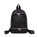 Minimalistischer schwarzer Nylon-Rucksack mit großem Fassungsvermögen und Reißverschluss - Schwarz