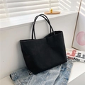 Bolso cubo minimalista de lona negra con gran capacidad para hombro o para mano - Negro