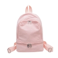 Minimalistischer hellrosa Nylon-Rucksack mit Doppelreißverschluss und Knitteroptik - Rosa