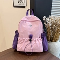 Sac à dos minimaliste en nylon léger rose et violet avec conception multi-poches fonctionnelle - Rose