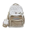 Beige schoolrugzak met sterrenpatroon, kattenoren en transparant vak voor meisjes - Khaki