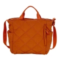 Quilted orange tote bag with diamond pattern, double handles and adjustable strap - Orange