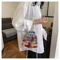 Ethno-Beuteltasche aus Canvas mit bunter Stickerei und modischen Fransenquasten - Blau